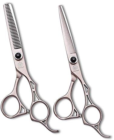 6'' Professional Hair Shears Kit - Hair Cutting Scissors Barber/Hairdressing Thinning Shears Set Salon Razor Edge Mustache/Beard Clipping Shears with Fine Adjustment Screw by Dream Reach (Rose Gold)