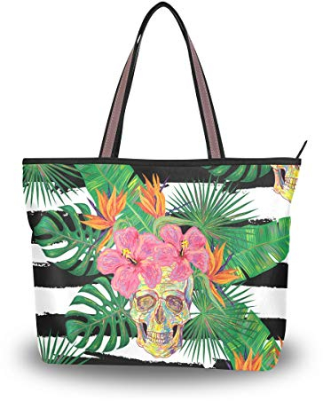 Große Schultertasche mit Totenkopf-Muster, Handtasche, Strandtasche für Damen und Mädchen, Mehrfarbig - Multi - Größe: Large