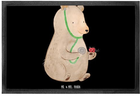 Mr. & Mrs. Panda 50 x 75 cm Fußmatte Bär Arzt - Geschenk, Teddy, Türvorleger, Gummimatte, Schmutzfangteppich, Fußabstreifer außen, Ärztin, Doktorin,