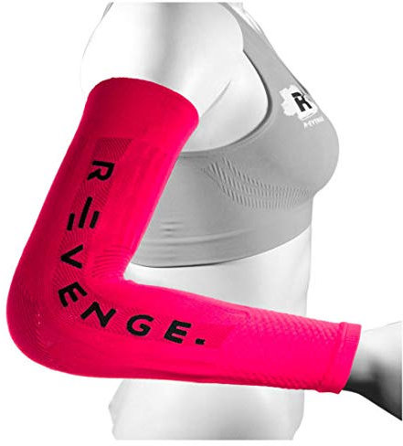 R-Evenge Arm Tubular Tape Carbone Compression, Breveté, Manchon Vendu par paire (Small, Fuchsia Fluo)