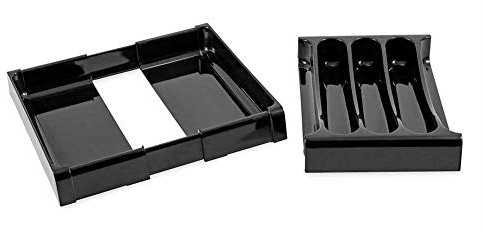 Camco 43504 RV Adjustable Cutlery Tray, Black - Easily Organize and Store Your Kitchen Flatware - Create a Custom Fit to Your Drawer