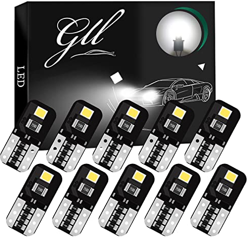 GLL 10pcs T10 501 Ampoules LED 3030 2SMD W5W Ampoules 130 Lumens 6500 K