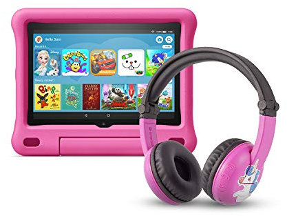 All-new Fire HD 8 Kids Edition tablet | 8 HD display, 32 GB, Pink Kid-Proof Case + Made for Amazon Bluetooth BuddyPhones, PlayTime in Pink – Ages (3-7)