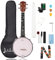 Mulucky Banjolele 4 corde Banjo Ukulele Concerto Misura 23 pollici, Chiuso Solido Fondo in legno, Kit per principianti con Truss Rod Gig Bag Accordatore Corde Tracolla Plettri - MBU-806