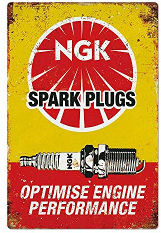 Krouterebs Retro Wanddekoration Ngk Spark Plugs Metallschild 30,5 x 20,3 cm/15,2 x 20,3 cm Zinn 8x12 Garage Wand- und Tischmontage