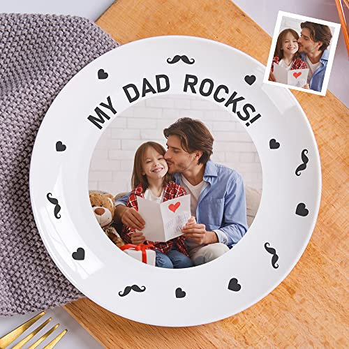 Personalisiert Foto Pastateller Keramik, Speiseteller oder Frühstücksteller runder Essteller aus hochwertigem Porzellan 20.6cm - Geschenke für Papa, Opa