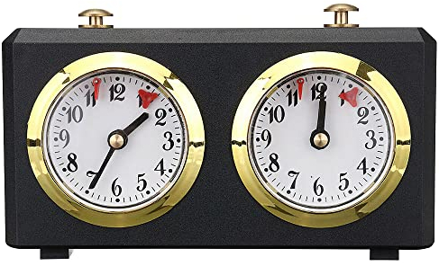 Frunimall Mechanische Schachuhr, Professionelle Schachuhren, Timer analog, tragbar, Wettkampf-Timer, Uhrwerk, angetrieben für Turnier-Brettspiel