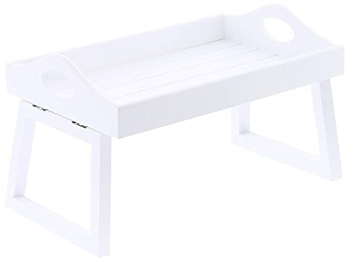 Wooden Sofa Couch Arm Tray| Snack Serving Tray| Clip-on Sofa Armrest| Chair Arm Rest| Remote Control Holder Organiser| Foldable Sofa Tray| Fits Over Square Chair Arms -30 X 20 CM (White)