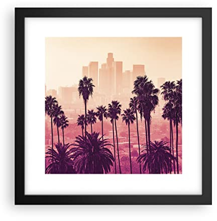 Wandposter Art Prints 30x30cm Poster Schwarzrahmen Elche Angeles Palmen Küche Wanddeko Bild Wand Kunstdruck Deko Wandbilder Dekoration Wohnzimmer Schlafzimmer Modern Wall Art Decor P2BAC30x30-4285