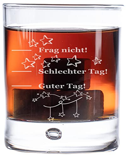 AIGAT Personalisierte Whisky Glas mit Gravur Guter Tag, Schlechter Tag, Frag nicht! - Geschenk für Papa 270ml