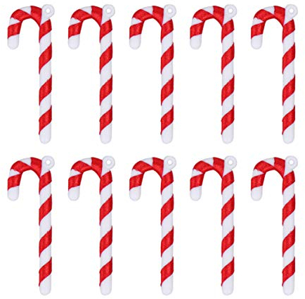 LIFKOME 50 Stück Weihnachts- Zuckerstangen aus Kunststoff Schleifen Weihnachtsbaum- Hängeschmuck Weihnachtsglitter Zuckerstange Krückenanhänger Weihnachtsschmuck zum Aufhängen für Die