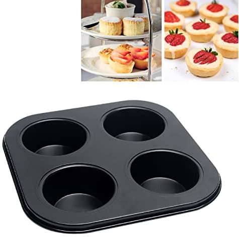 Ssiyiya 4 Hole Muffin Pan Muffin Trays, Bakeware Tins & Trays Non-stick Cupcake Baking Pan Mini Muffin Cups Pudding Bakeware Cake Mold for Oven Baking Roasting