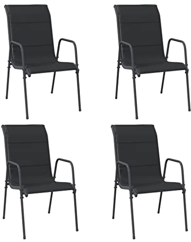 Bussandri Exclusive - Gartenstühle 4 STK. Stahl und Textilene Schwarz