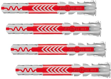 fischer DuoPower 10 x 80, Powerful Universal Plug with Intelligent 2-Component Technology for fastenings in Concrete, Bricks, Stone, etc, 25 Plugs Without Screws (Pack of 4)