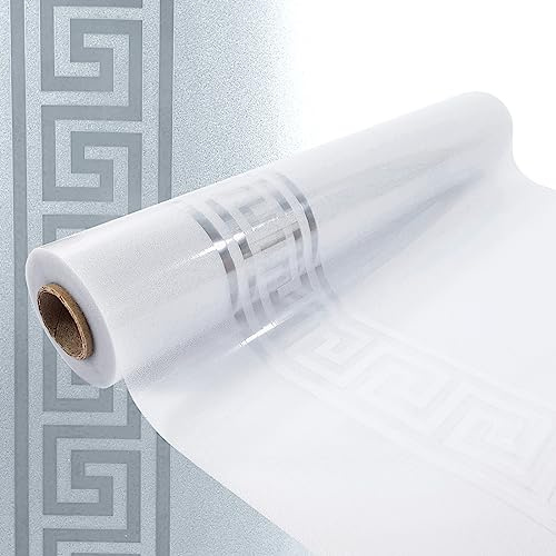 Fensterfolie selbsthaftend 45x100 cm | Statische Sichtschutzfolie ohne Kleber aus PVC | Selbsthaftende Glasfolie für Lichtdurchlass und Privatsphäre | Fensterfolie statisch haftend |Griechische Muster