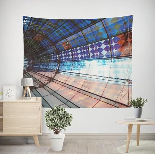 EHOMERY Wandteppich Gemälde Wandtuch Baumwolle Geometrische Kunst Zeichen Wandbehang Wanddekoration Industrial Wohnzimmer Schlafzimmer Wandbehang Dekoration 150x130cm