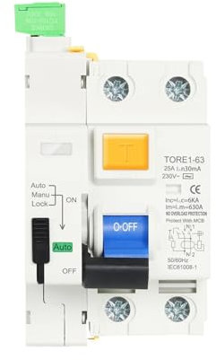 1 pièces RCCB RCD 6KA AC 2P 230V type dispositif de réenclenchement automatique disjoncteur différentiel 63A 30mA 100mA 300mA disjoncteur intelligent (Size : 2Pole 30mA, Color : 63A)