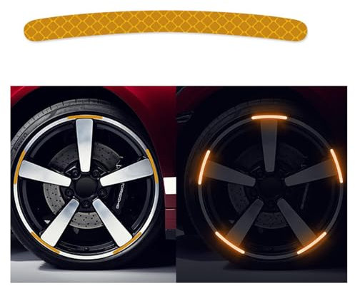 BBTISG 20 Piezas Calcomanías Reflectantes para Cubo de Rueda de Coche, Calcomanía Reflectante Universal para Rueda de Coche y Motocicleta (amarillo)