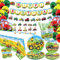 ENCETARDE Geschirrzubehör für Traktor-Geburtstagspartys für 20 Personen – inklusive Traktor-Happy-Birthday-Banner, Teller, Servietten, Becher, Strohhalme, Tischdecke, Luftballons, für Barnyard Farm Pa