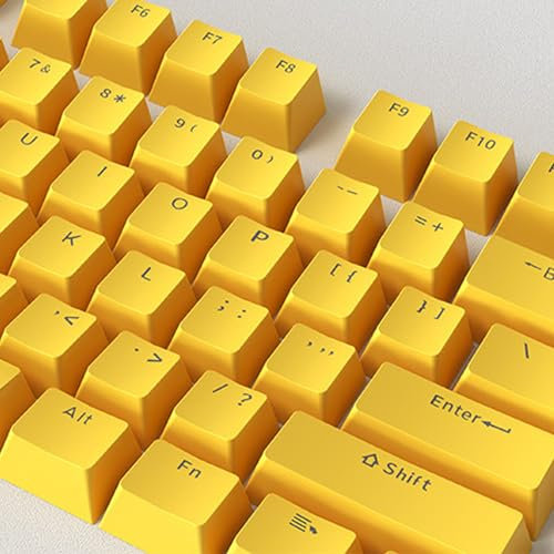 Catekro Lot de 108 Touches pour Clavier mécanique de Jeu, Profil ABS OEM Double Shot pour Clavier mécanique (Jaune)