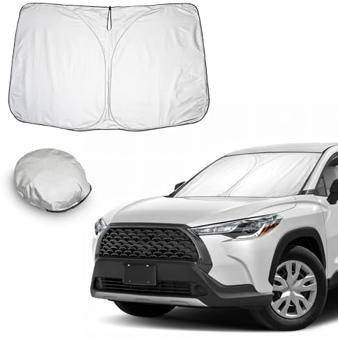 CDEFG Compatible con Toyota Corolla Cross Hybrid 2021-2023 2024 Parasol Coche Delantero Parabrisas Protector Plegable con Gran Pantalla Anti UV Rayos Mejor Fresco-Parasol Accesorios