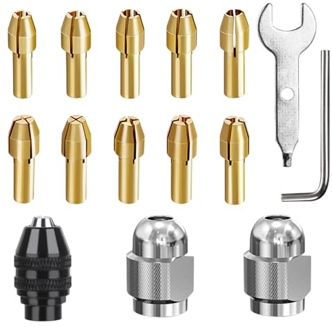 15 Stück Bohrfutter-spannzangensatz Kompatibel mit Dremel, 1/32 bis 1/8 4486 Schnellwechsel-bohrfutter, 4485 Spannzangen, für Rotierendes Werkzeugzubehör, Elektrische Spannfutter-Rotationswerkzeuge