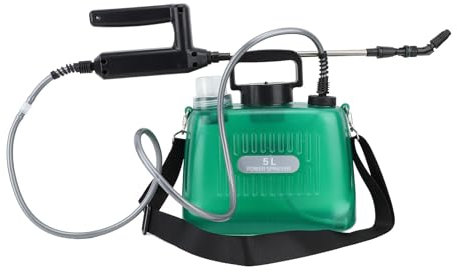 Akku Drucksprüher 5 Liter, Sprühflasche mit 3 Nebeldüsen ABS PE 5L Tragbares Elektrischer Sprühgerät, USB aufladbarem Griff Gartenspritze, 2000 MAh Sprayer für Garten (Green)