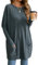 Famulily Women's Outfits Oversized Batwing Long Tops Round Neck Basic Loose Casual Tshirt with Pockets Navy M
