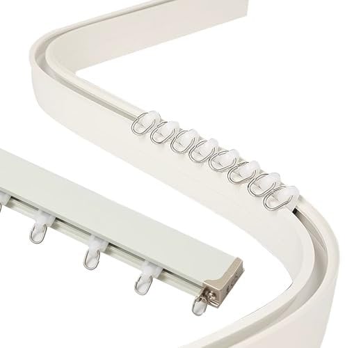 Flexible Aluminium-Deckenvorhangschiene, robuste Vorhangschienen für L-U-Dusche, Wohnmobil, Raumteiler, Weiß, 2,2 m