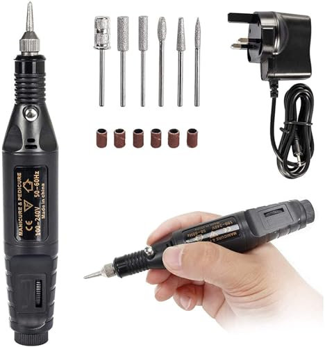 ZZOSRDR Electric Nail Files, Professional Nails Dril for Acrylic Nail Gel, Portable Adjustable Speed Electric Manicure Pedicure Kit Nail Drill Polishing Shape Machine for Women Girls