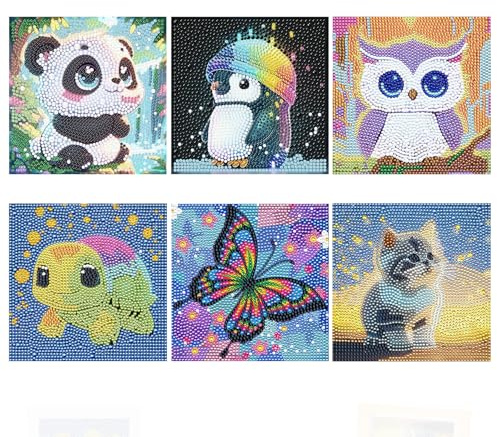 SZSMW 6 Packungen Diy Diamond Art - Diamond Painting Kleine Bilder | 6er Set Diamond Painting Kinder - Diy Kreative Dekoration, Geburtstagsgeschenke FüR Jungen und MäDchen