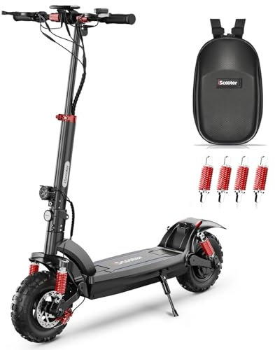 iScooter iX6 Electric Scooters for Adults, 11 Off Road Tires Electric Scooter, 60KM Range, 48V 17.5Ah Battery Fast Foldable E Scooter,4 Shock Suspension,Adjustable Height,NFC Card Switch