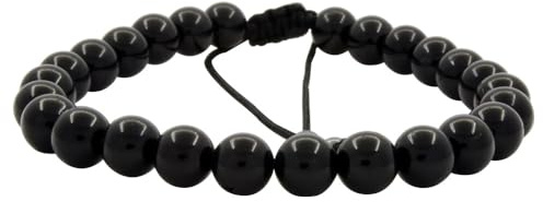 Echtes schwarzes Turmalin-Edelstein-Armband, verstellbar, für Herren und Damen, Unisex, heilende Schutzsteine