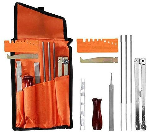 Agmoctz Universal Chainsaw Field Sharpening Kit, Chainsaw Chain Sharpener Round Files, Flat File, Filing Guide, Chainsaw File
