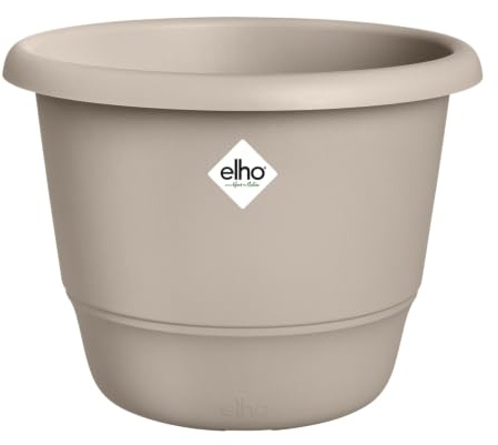 elho Amiga Round 30 - Plant Pot for Indoor & Outdoor - 100% Recycled Plastic - Ø 29.5 x H 20.2 cm - Beige/Mushroom Beige