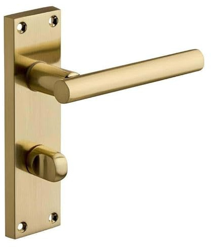 Designer Levers T-Bar Straight Lever Bathroom Door Handle, Brushed Brass