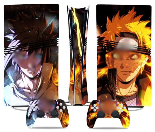 MaD Vision® Extra-haltbares Skin-Kit für PlayStation (PS5) Digital | Mattes Vinyl-Aufkleber-Set für Konsole + 2 Controller – für Anime|Sasuke Design