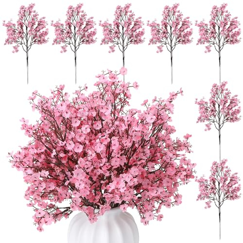 Xialvyu Schleierkraut Künstlich Blumen, 21 Stück Schleierkraut Künstlich Gypsophila Blumen für DIY Hochzeit Blumenstrauß Party Tisch Centerpieces Blumenarrangements und Home Dekoration(Rosa)