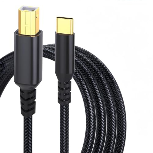 Cavo da USB C a USB B, da tipo C a tipo B, cavo OTG per stampante MacBook Pro, Air, MIDI per pianoforte digitale Yamaha Casio, tastiera MIDI, controller DJ, DAC a iPad, stampante e fax, nero