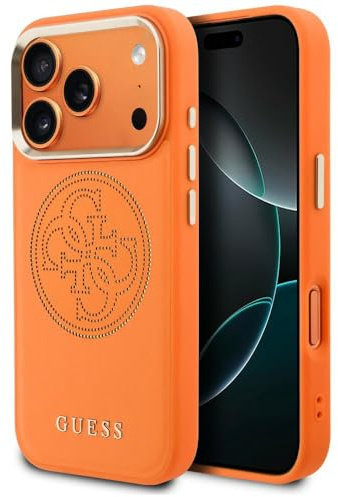 CG MOBILE Guess Perforiertes 4G kompatibel mit MagSafe Hülle für iPhone 17 Pro (Orange)