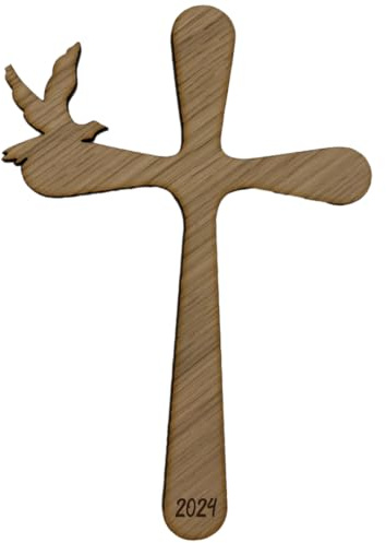 LaserGrote Palmstock für Palmsonntag personalisiert, Palmzweig aus Holz mit Gravur, Holz-Kreuz personalisiert (Vogel, Eiche, Standard)