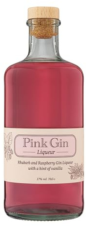 Pink Gin Liqueur 70cl – made with real Rhubarb & Raspberries & hints of Vanilla – Vibrant, fruity & delicious – 17% ABV