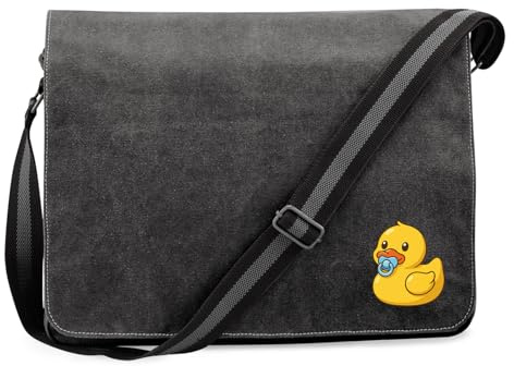 Huuraa Umhängetasche Quietscheente Baby Gummiente Säugling 14 Liter Black Canvas Laptoptasche Geschenkidee
