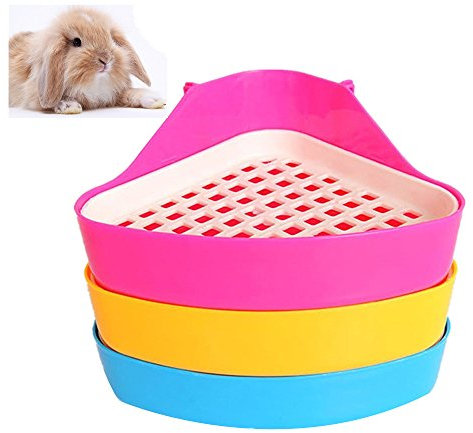 DesignerBox Pet Litter Tray, Small Animal Triangle Toilet Potty Trainer Pet Pee Corner Litter Tray Training for Hamster Chinchilla Guinea Pig Bunny Ferret (Color Random)