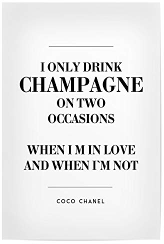 artboxONE Poster 30x20 cm Schwarzweiß Champagne Quote - Bild Coco Chanel Coco Chanel Fall in Love