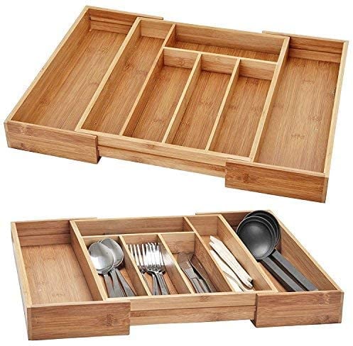 URBN-CHEF Extendable Bamboo Cutlery Tray (Large)