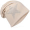 Miobo Jersey Slouch Beanie Long Mütze Stern mit Strass Stern Applikation,Beige