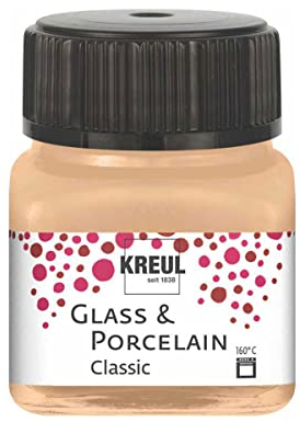 KREUL 16249 - Glass & Porcelain Classic metallic champagner, im 20 ml Glas, brillante Glas- und Porzellanmalfarbe auf Wasserbasis, schnelltrocknend, deckend
