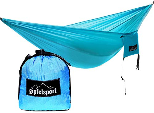 gipfelsport Ultraleicht Hängematte blau Gurte