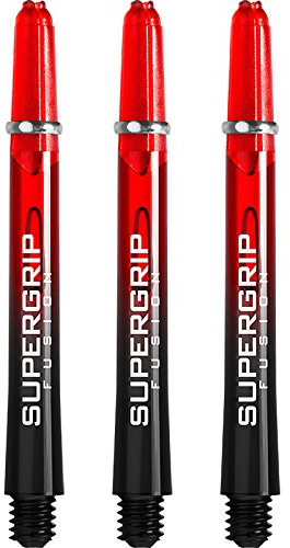 Harrows Supergrip Fusion Dartschäfte, mit gefrästen Ringen, mittelgroß, 5 Sets (15 Stück) (Schwarz und Rot)